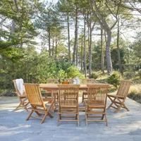 capri - ensemble de jardin ovale en bois d'acacia massif 8 chaises