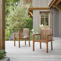 pilar - ensemble de 2 fauteuils de jardin en bois d'acacia massif