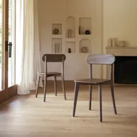 abel - ensemble de 2 chaises en chêne massif brown
