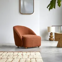 soren - fauteuil 1 place en bois d'acacia massif et tissu terracotta