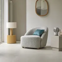 soren - fauteuil 1 place en bois d'acacia massif et tissu gris