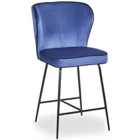 chaise de bar elsa velours bleu