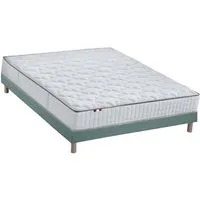 ensemble matelas ressorts 7 zones cosma + sommier - made in france - sommier vert céladon