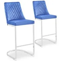 lot de 2 chaises de bar design mistigri velours bleu