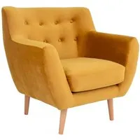 fauteuil en bois monte jaune moutarde