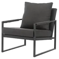fauteuil lounge contemporain en tissu anthracite et métal noir