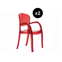 lot de 2 chaises design rouge transparente victor