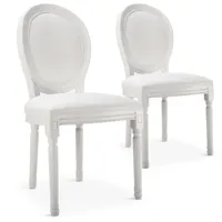 lot de 2 chaises médaillon simili-cuir blanc versailles