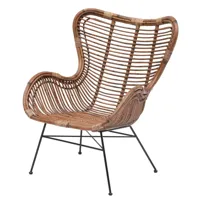 fauteuil en metal et rotin naturel marron jakarta