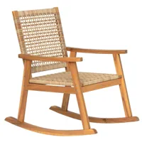 rocking chair intérieur extérieur en acacia et corde marron