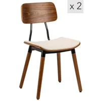 lot de 2 chaises de salle a manger modernes en bois beige