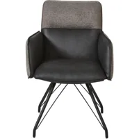 lot de 2 chaises avec accoudoirs assise en et tissu et pieds en métal gillou gris