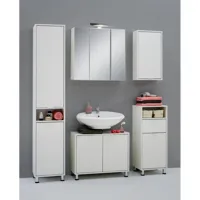 commode de salle de bain 1 porte 1 tiroir zamora 2 blanc