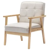 fauteuil lounge scandicraft en tissu coloris lin et bois massif