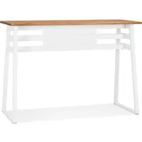table de bar haute 'niki' en bois massif et pied en métal blanc - 150x60 cm