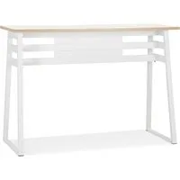table de bar haute 'niki' bois et métal blanc - 150x60 cm
