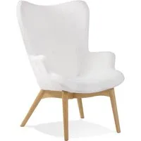 fauteuil à oreilles style scandinave 'trapeur' en tissu bouclé blanc