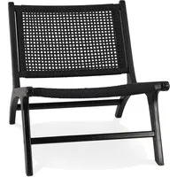 fauteuil lounge 'mariano' en bois de teck et corde recyclé noir
