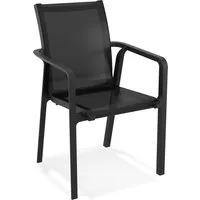 chaise de jardin avec accoudoirs 'cindy' en matière plastique noire empilable