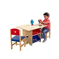 kidkraft etoile ensemble table enfant et 2 chaises en bois avec 4 bacs de rangement, meuble rangement, chambre enfant, 26912
