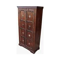 guru-shop armoire, penderie, bois massif, style colonial - modèle 5, marron, 180x90x40 cm, penderies penderies