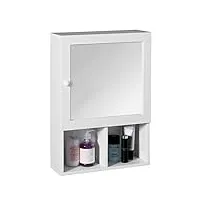 premier housewares armoire de salle de bains porte miroir + 2 compartiments blanc 56 x 40 x 15 cm