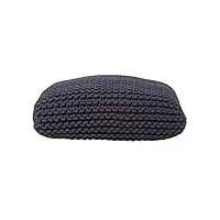 homescapes pouf carré tressé en coton, grand pouf tricot coloris noir, 70x20 cm