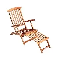 casaria® chaise longue queen mary pliable bois d'acacia avec repose-pieds transat de jardin intérieur extérieur balcon