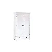 inter link armoire penderie rustique à portes battantes certifiée fsc pin massif vernis blanc