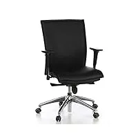 hjh office 600100 chaise de bureau, fauteuil de direction de luxe murano 10 ivoire en cuir véritable, arrière et côtés en simili cuir, avec accoudoirs, dossier ergonomique, piètement stable, adapté