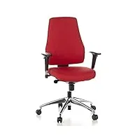 hjh office 608020 chaise de bureau pro-tec 200 tissu rouge chaise pivotante ergonomique, accoudoirs & dossier réglables