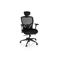 hjh office 657100 chaise de bureau venus base tissu/maille noir fauteuil pivotant ergonomique, dossier réglable