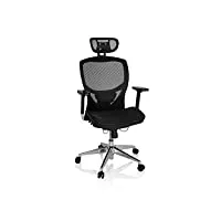 hjh office 657000 chaise de bureau venus one tissu maille noir fauteuil de direction haut de gamme