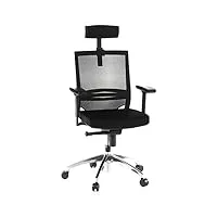 hjh office 657240 chaise de bureau porto max tissu/maille noir chaise de bureau ergonomique, appuie-tête et soutien lombaire réglables