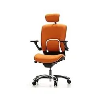 hjh office 652030 chaise de bureau haut de gamme, fauteuil de direction vapor lux orange pour l'usage intensif avec accoudoirs, dossier inclinable et appui-tête, soutien lombaire, tissu anti-abrasif