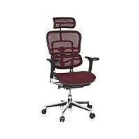 hjh office 652170 fauteuil de direction de luxe ergohuman maille bordeaux chaise de bureau supérieure pivotante