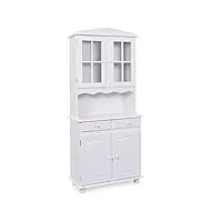inter link - armoire vitrine - armoire de cuisine - vaisselle - armoire de salle à manger - vitrine - vitrine sur pied - style maison de campagne - pin massif - 2 portes - valencia - blanc laqué