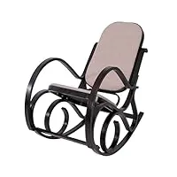 mendler rocking-chair, fauteuil à bascule m41 - imitation noyer, tissu beige
