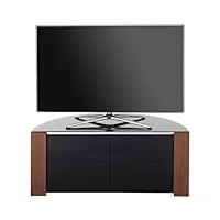 mda designs sirius 850 meuble tv pour tv lcd/plasma/led 26"-40" avec porte en verre noyer/chêne rebord en aluminium brossé noir laqué