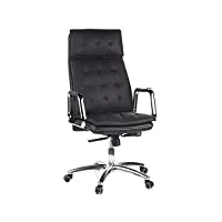 hjh office 600920 fauteuil de direction villa 20 cuir nappa noir chaise de bureau avec haut dossier