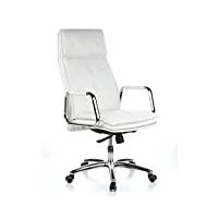 hjh office 600922 fauteuil de direction villa 20 cuir nappa blanc crème chaise de bureau avec haut dossier
