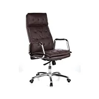 hjh office 600924 fauteuil de direction villa 20 cuir nappa marron chaise de bureau avec haut dossier