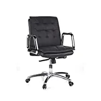 hjh office 600930 fauteuil de direction villa 10 cuir noir chaise de bureau de qualité supérieur, dossier mi-haut, réglable en hauteur