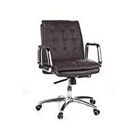 hjh office 600934 fauteuil de direction villa 10 cuir marron chaise de bureau de qualité supérieur, dossier mi-haut, réglable en hauteur