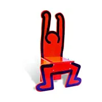 vilac - jeux et jouets - poufs - chaise en bois - graphique - dessin iconique - rouge - keith harding - chaise pour enfants dès 3 ans - fabriqué en france - 9295