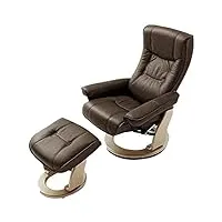 robas lund, fauteuil, fauteuil de relaxation, avec tabouret, hamilton, cuir/marron, 85 x 85-110 x 105 cm, 64026bn5