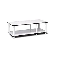 furinno juste unité centrale tv sans outils table basse à 2 niveaux, blanc(expresso)/blanc