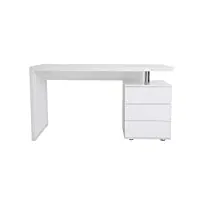 miliboo bureau avec rangements 3 tiroirs design blanc laqué brillant l140 cm calix
