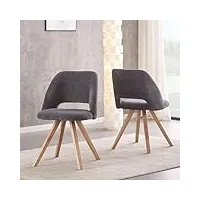 b&d home chaise de salle à manger mary (set de 2) | chaise de cuisine en velours côtelé pour la cuisine, la salle à manger | design moderne de maison de campagne | anthracite, 11133-antr-2