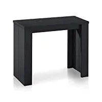menzzo at9011 contemporain brookline table console bois noir 40/90/140/190 x 90 x 76,5 cm